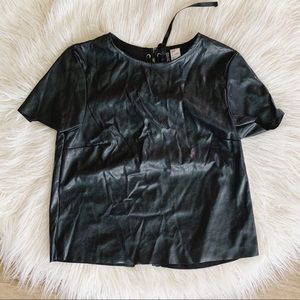 Divided || Lace Up Faux Leather Top